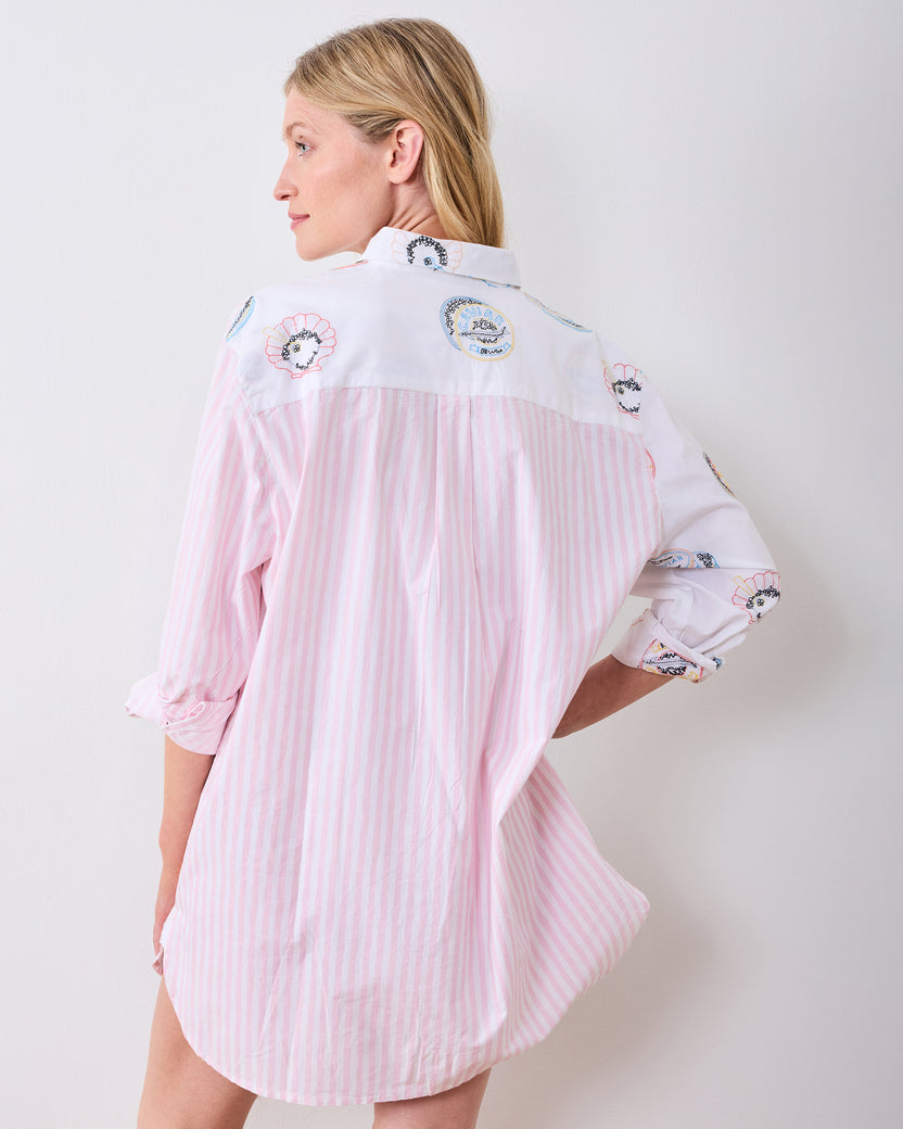 Embroidered Caviar Club - Everyday Button Down - Pearl