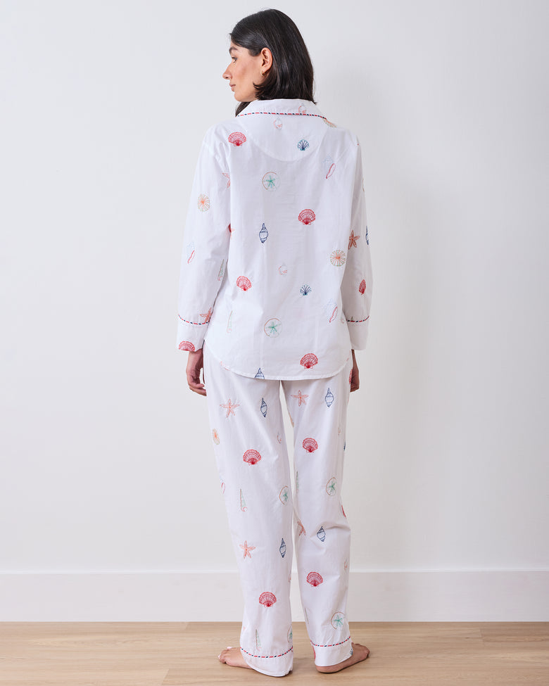 Embroidered Shells - Long PJ Set - Coastal Cloud - Printfresh