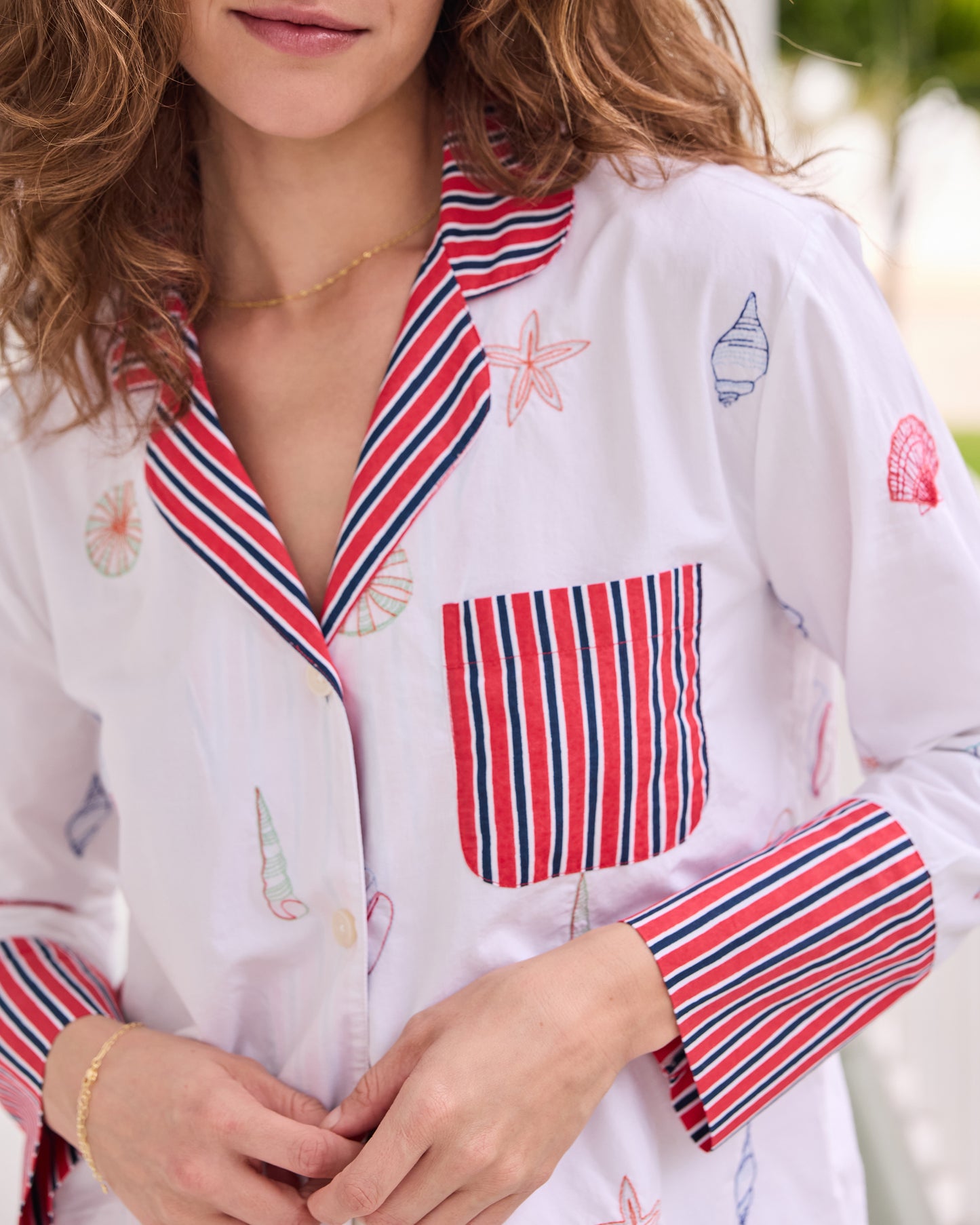 Embroidered Shells - Reese Boxer Set - Coastal Cloud - Printfresh