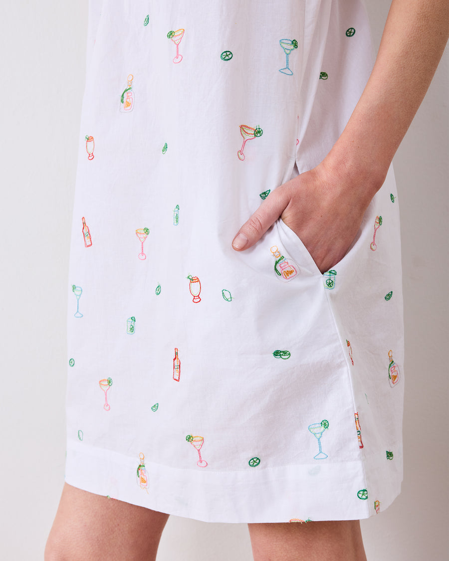 Embroidered Tequila Sunrise - Cami Nightgown - Cloud