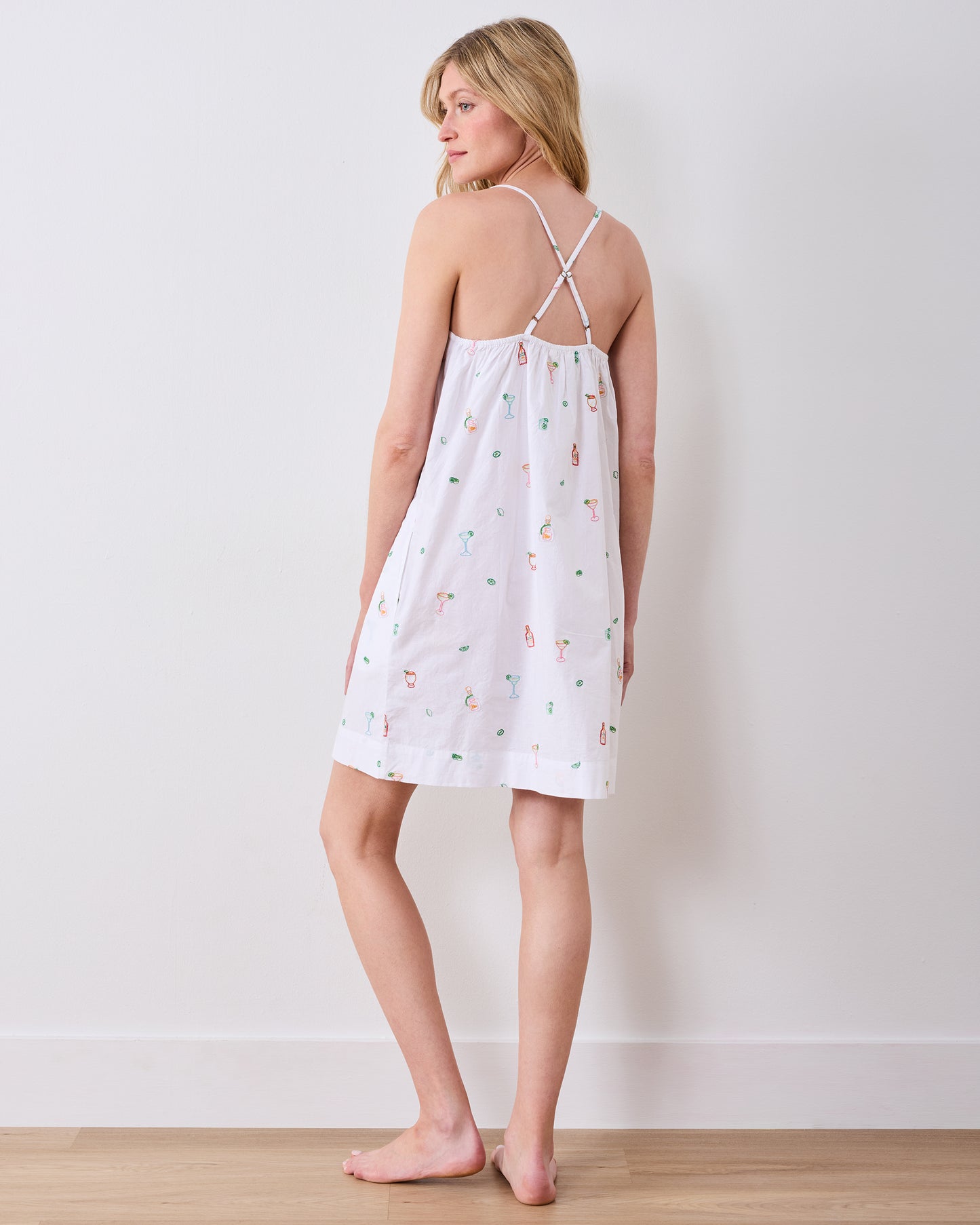Embroidered Tequila Sunrise - Cami Nightgown - Cloud