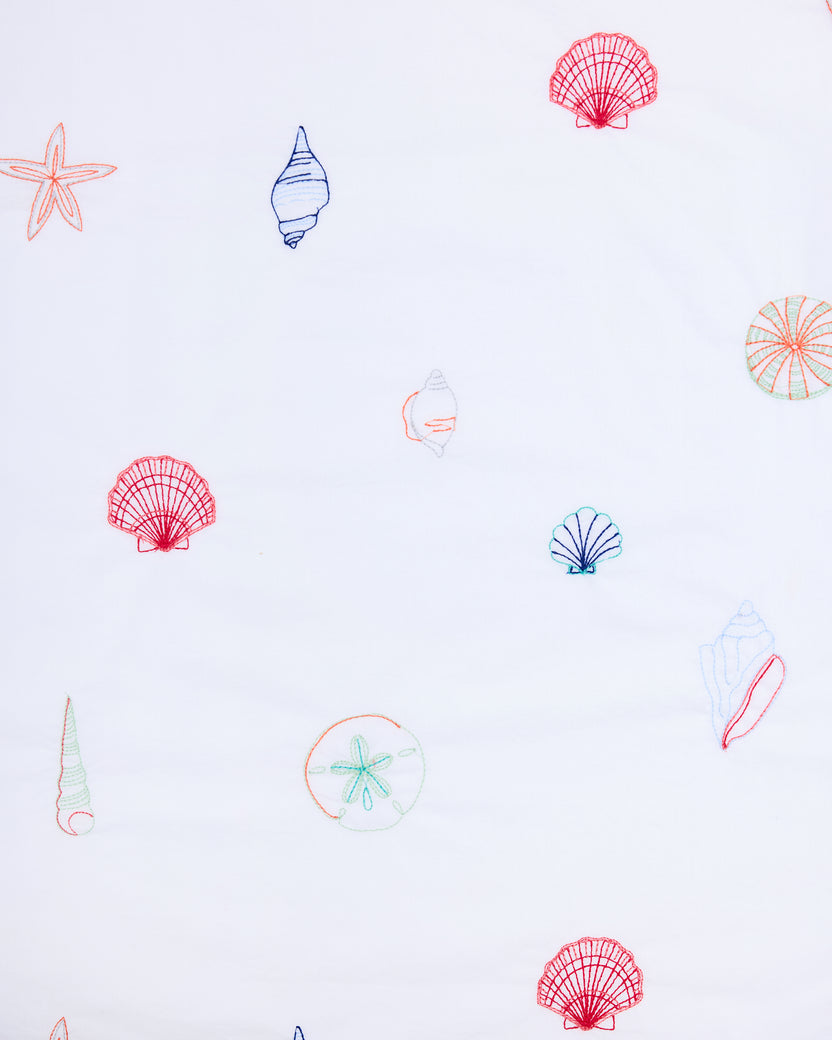 Embroidered Shells - Cropped PJ Pant - Coastal Cloud - Printfresh
