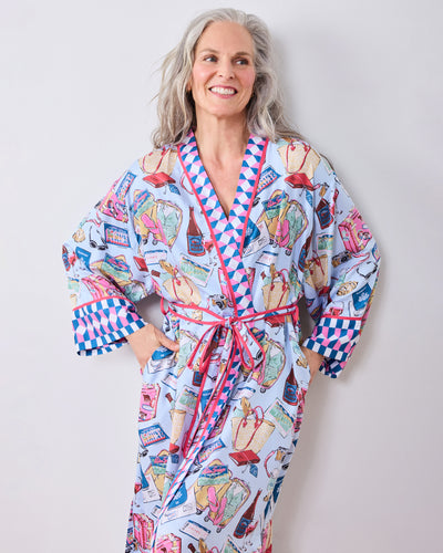 Emotional Baggage - Eco Satin Robe - Pale Blue