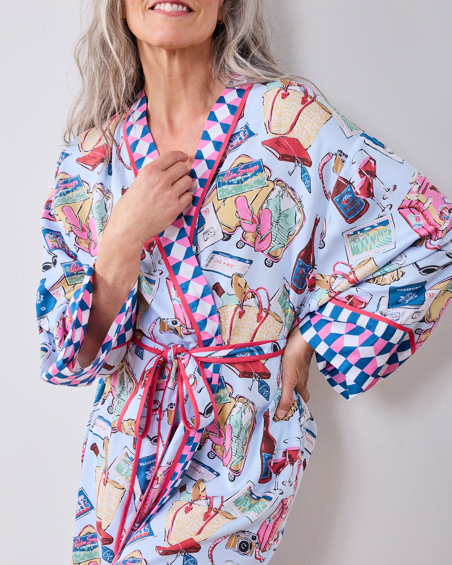 Emotional Baggage - Eco Satin Robe - Pale Blue