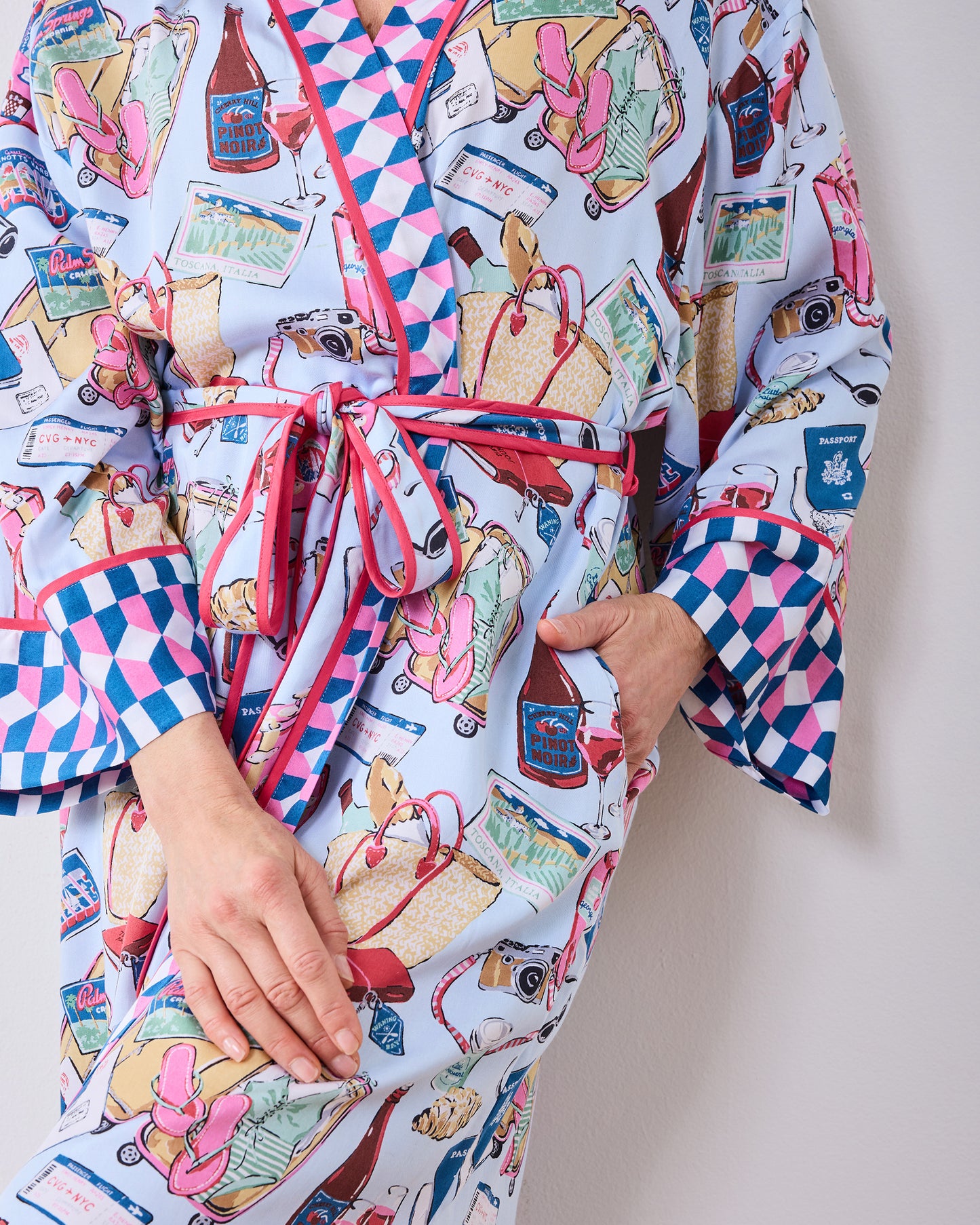 Emotional Baggage - Eco Satin Robe - Pale Blue