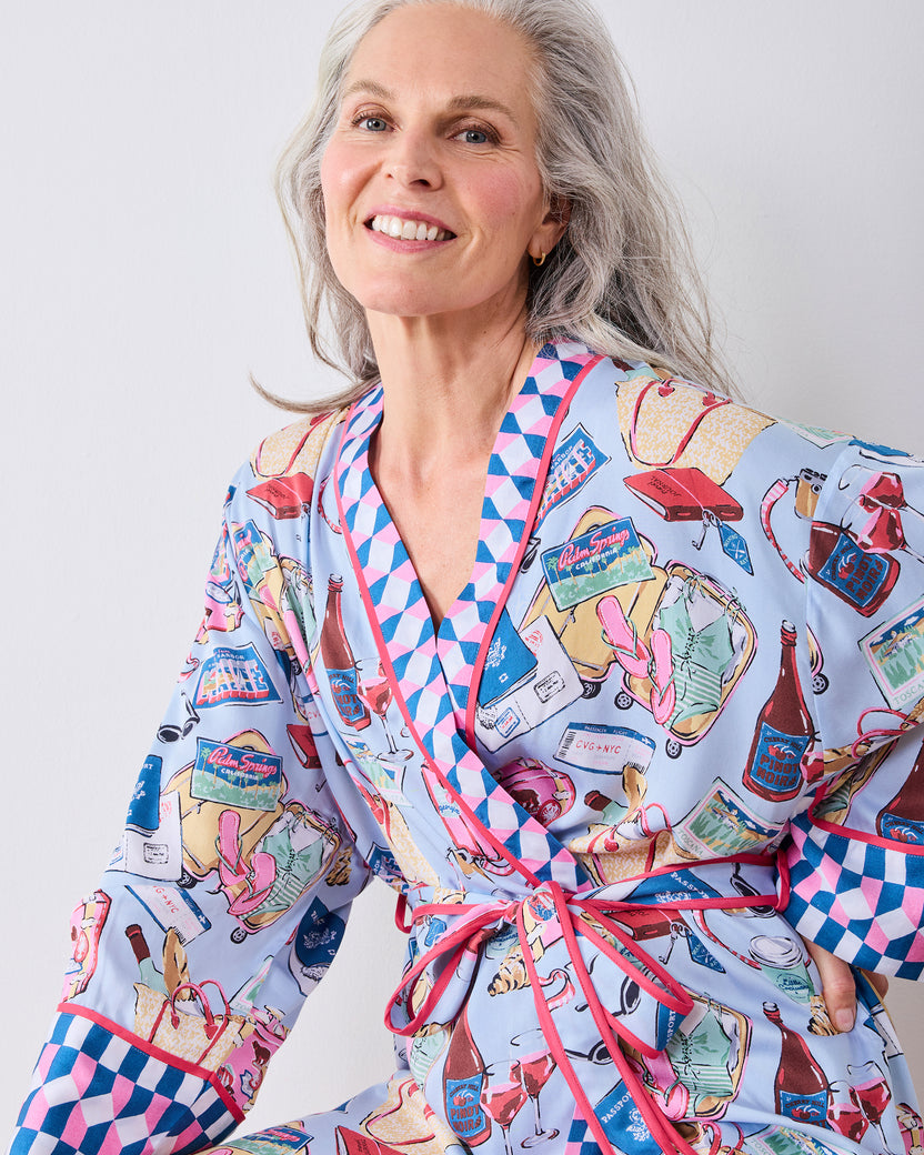 Emotional Baggage - Eco Satin Robe - Pale Blue