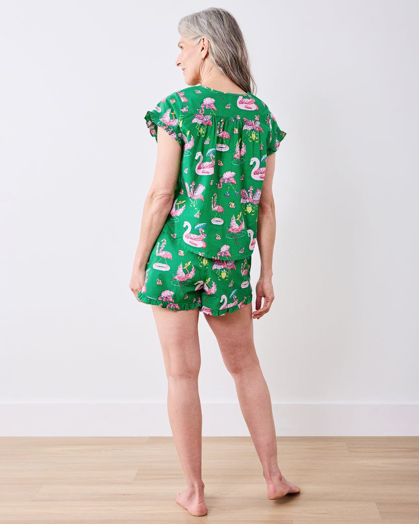 Flock Party - Pintuck Short Set - Palm Frond