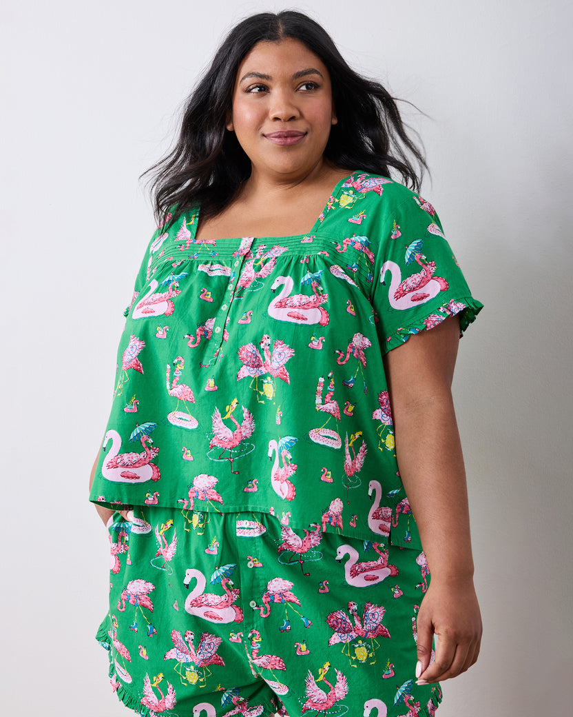 Flock Party - Pintuck Short Set - Palm Frond