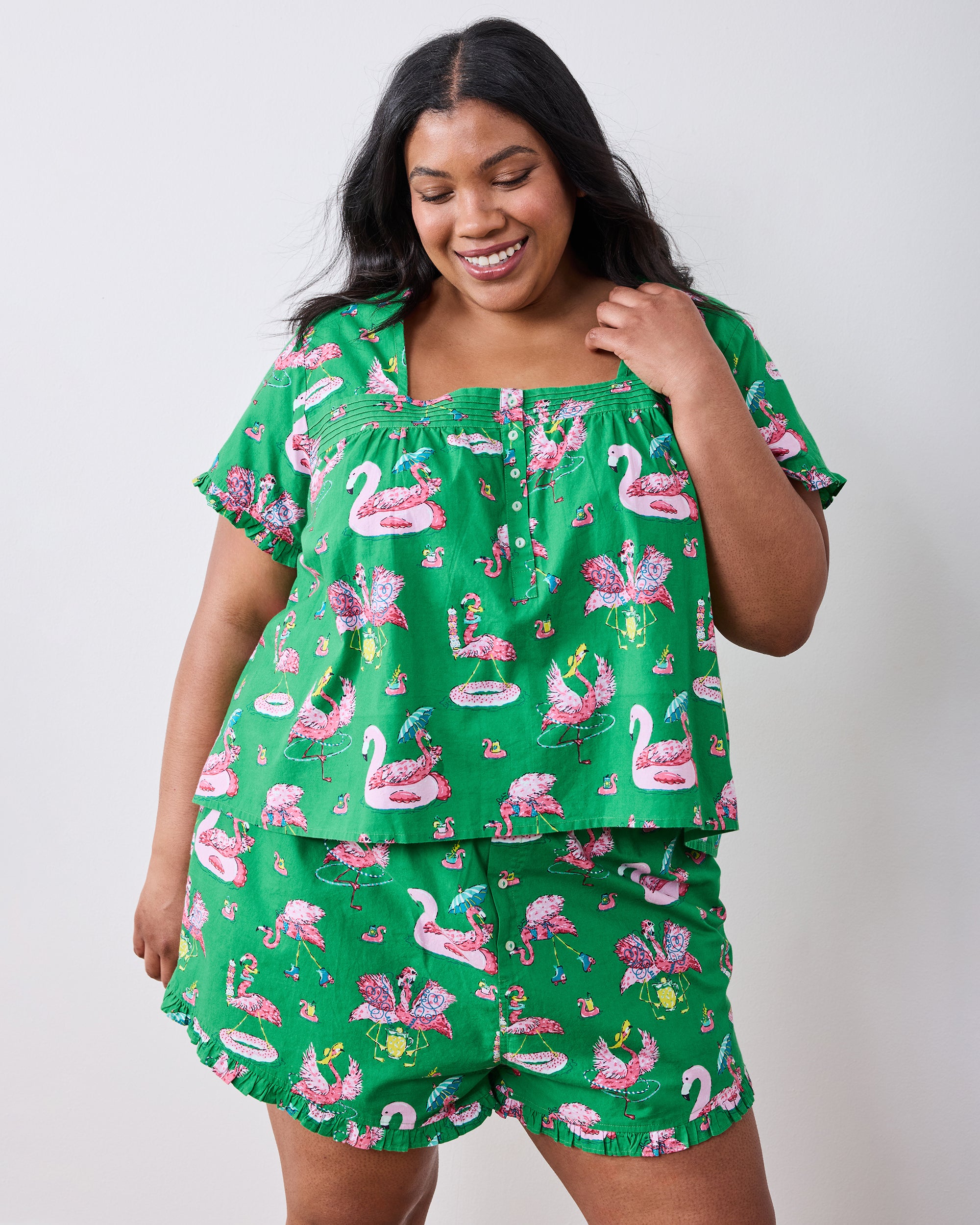 Flock Party - Pintuck Short Set - Palm Frond – Printfresh