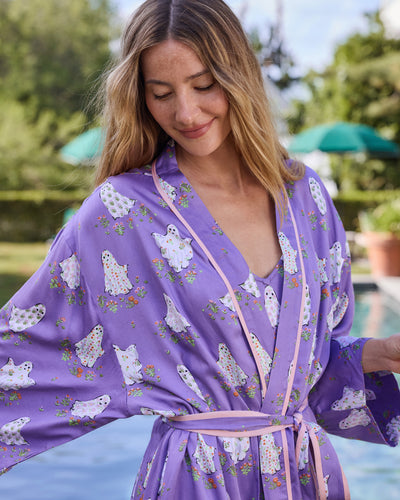 Gardening Ghosts - Eco Satin Robe - Eerie Amethyst