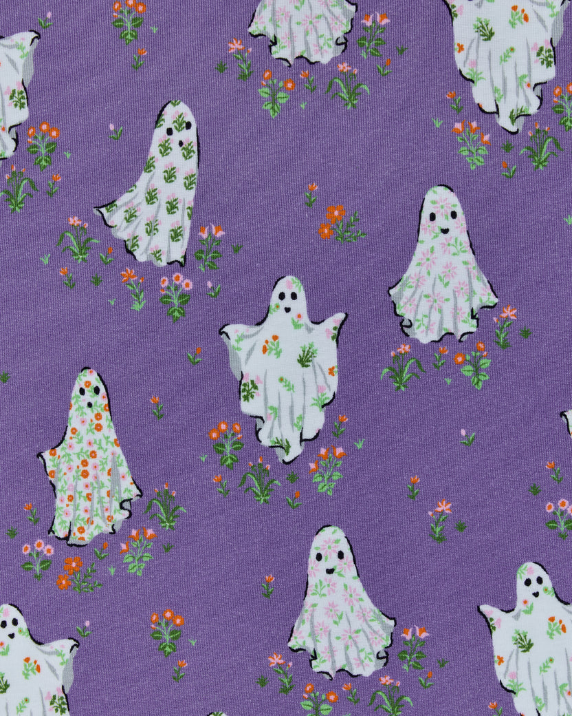 Gardening Ghosts - Kids Organic Pima Short Sleeve PJ Set - Eerie Amethyst