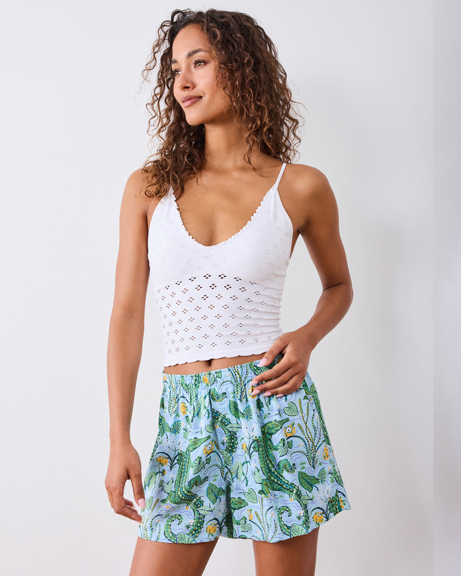 Gator Grove - Eco Satin Boyfriend Boxer - Blue Lagoon