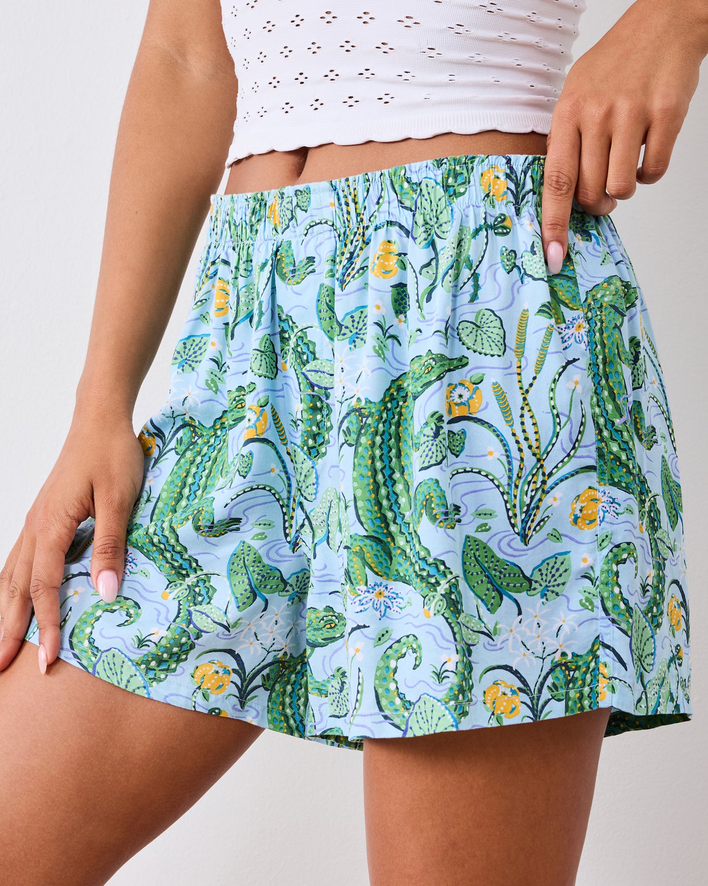 Gator Grove - Eco Satin Boyfriend Boxer - Blue Lagoon