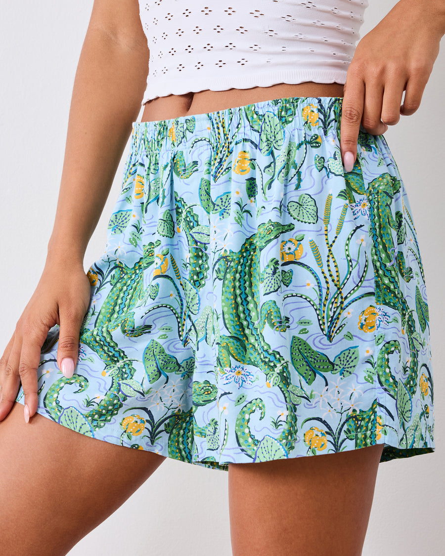Gator Grove - Eco Satin Boyfriend Boxer - Blue Lagoon