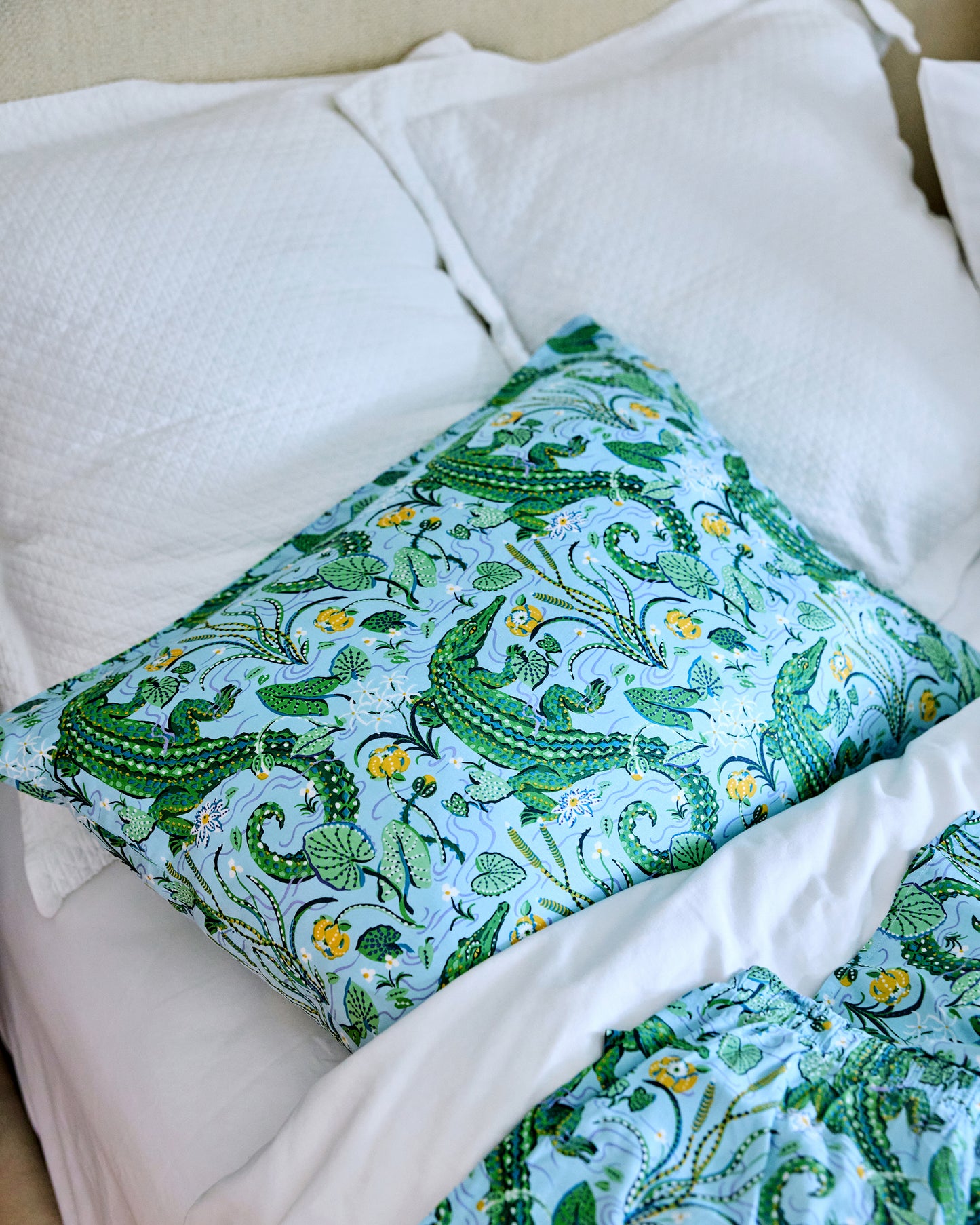 Gator Grove - Eco Satin Pillowcase - Blue Lagoon