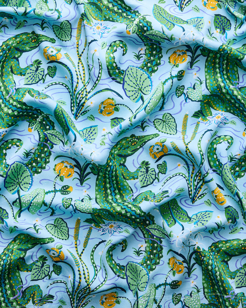 Gator Grove - Eco Satin Robe - Blue Lagoon