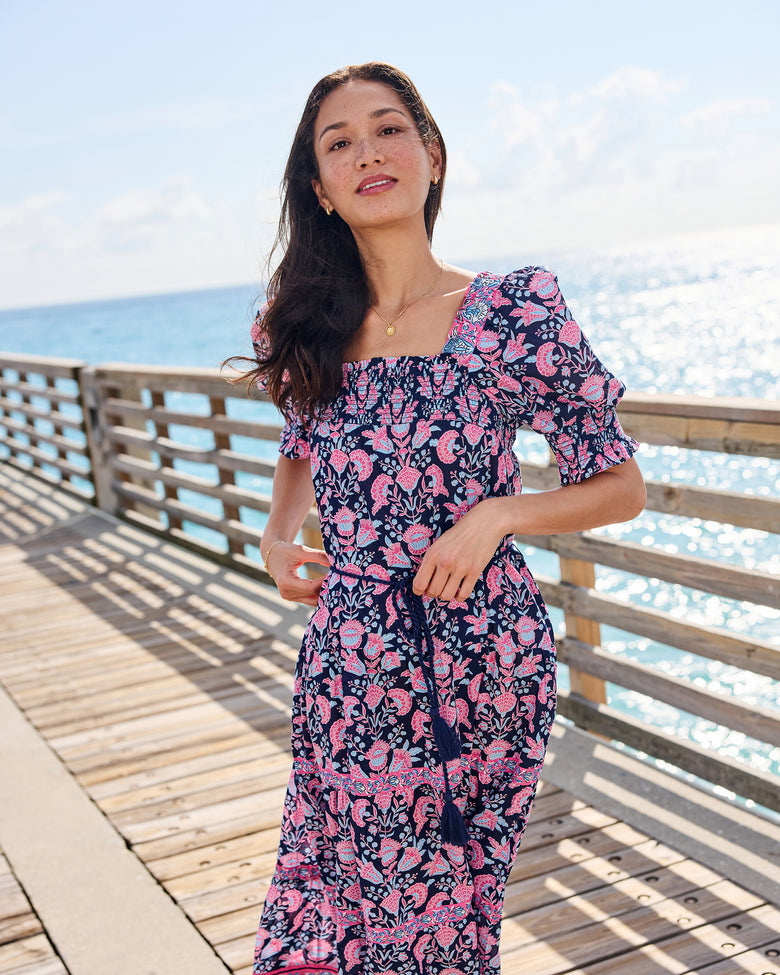 Harbor Honeysuckle - The Muse Dress - Navy Shore - Printfresh