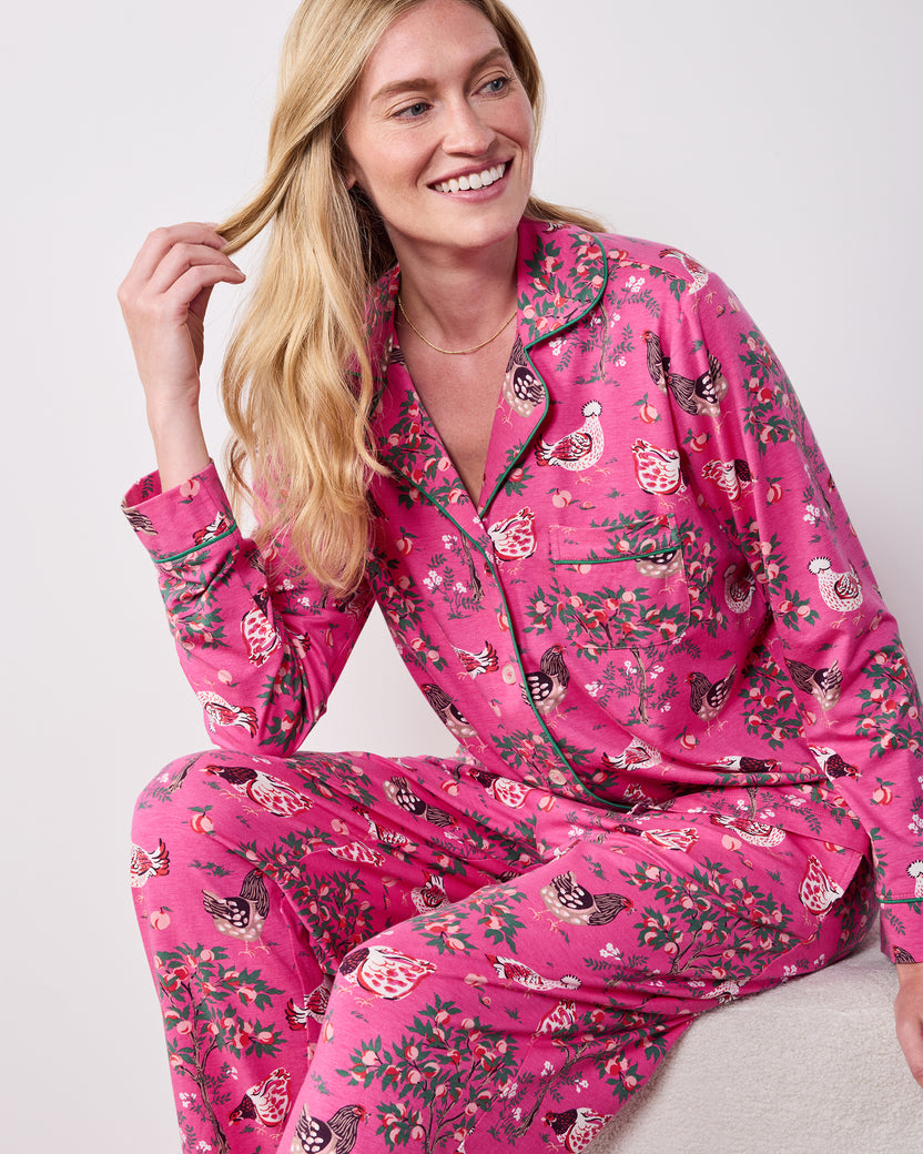 Hen House - Organic Cotton Modal Knit Long PJ Set - Rose Pop