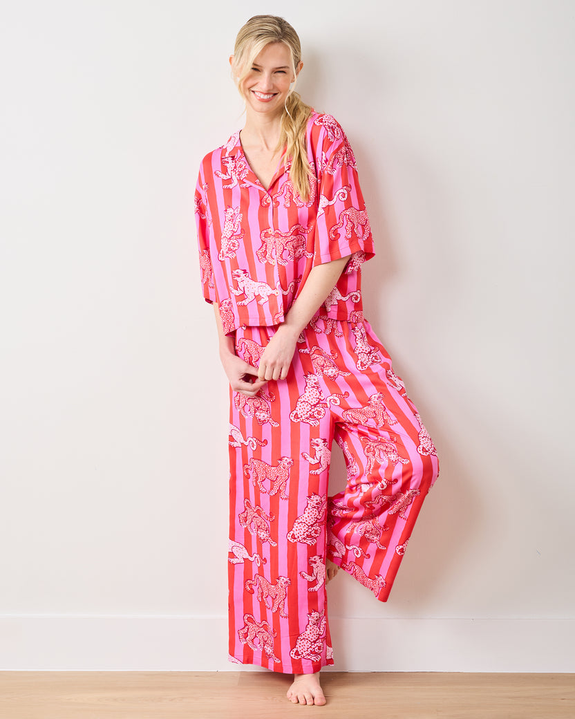 Leopard Stripes - Eco Satin Wildest Dreams Set - Pink Cabana - Printfresh