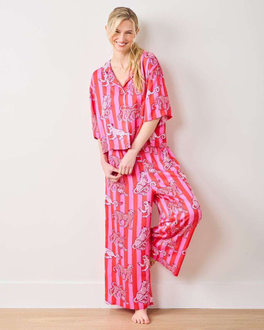 Leopard Stripes - Eco Satin Wildest Dreams Set - Pink Cabana - Printfresh