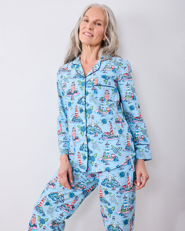 Lighthouse Keeper - Tall Long PJ Set - Blue Hydrangea - Printfresh