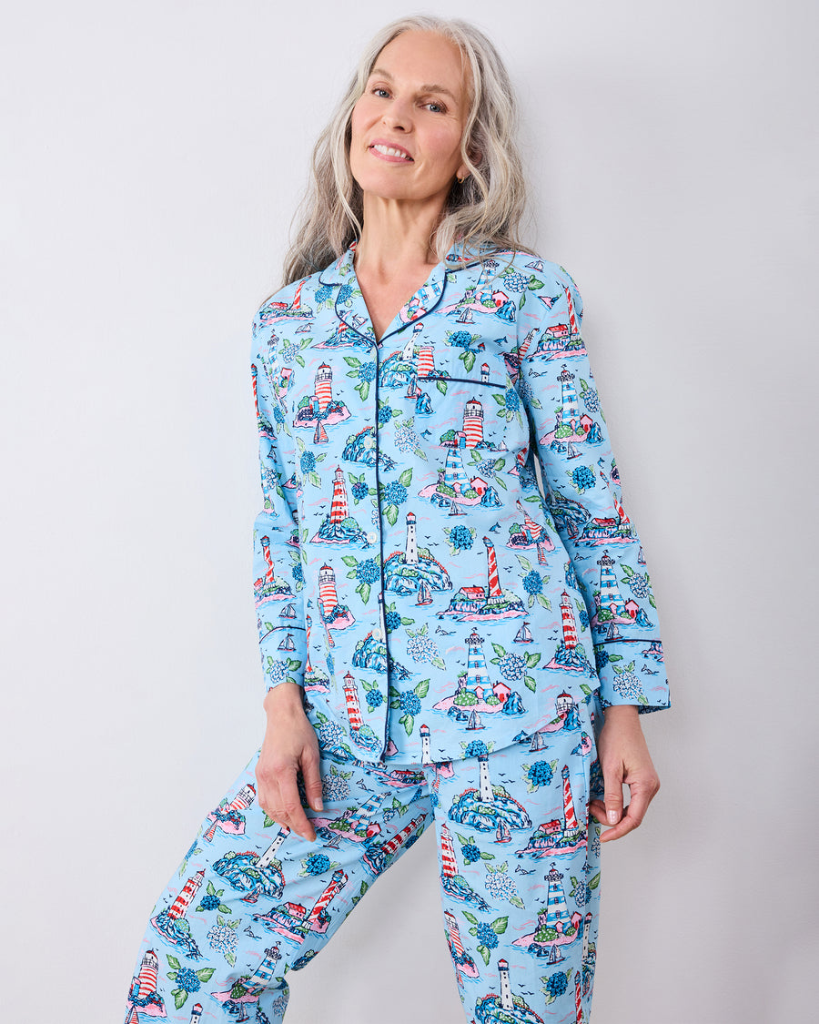 Lighthouse Keeper - Tall Long PJ Set - Blue Hydrangea - Printfresh