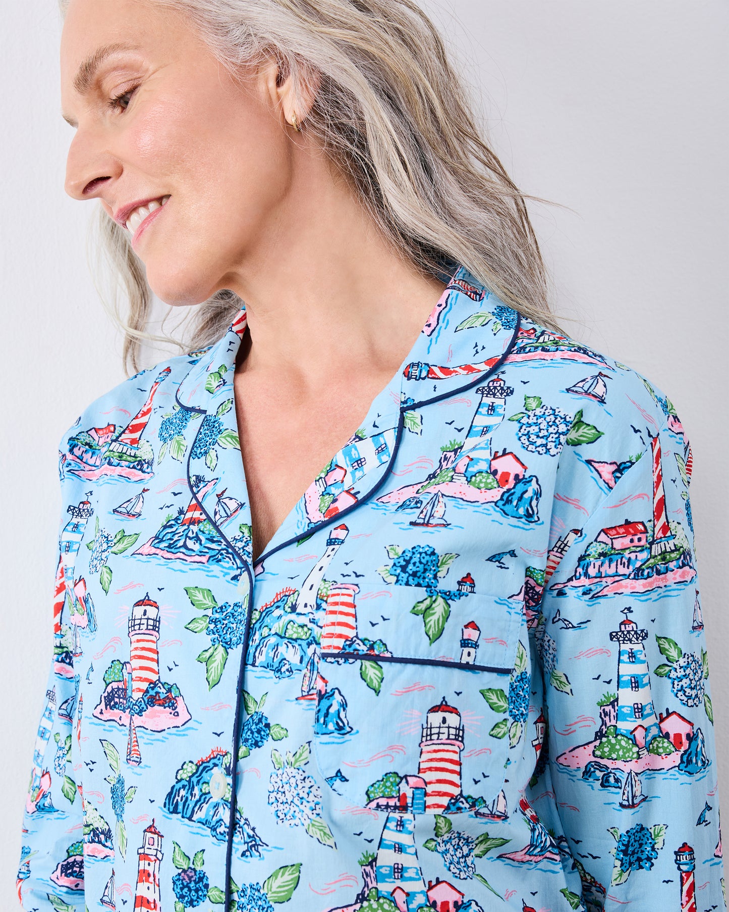 Lighthouse Keeper - Petite Long PJ Set - Blue Hydrangea - Printfresh