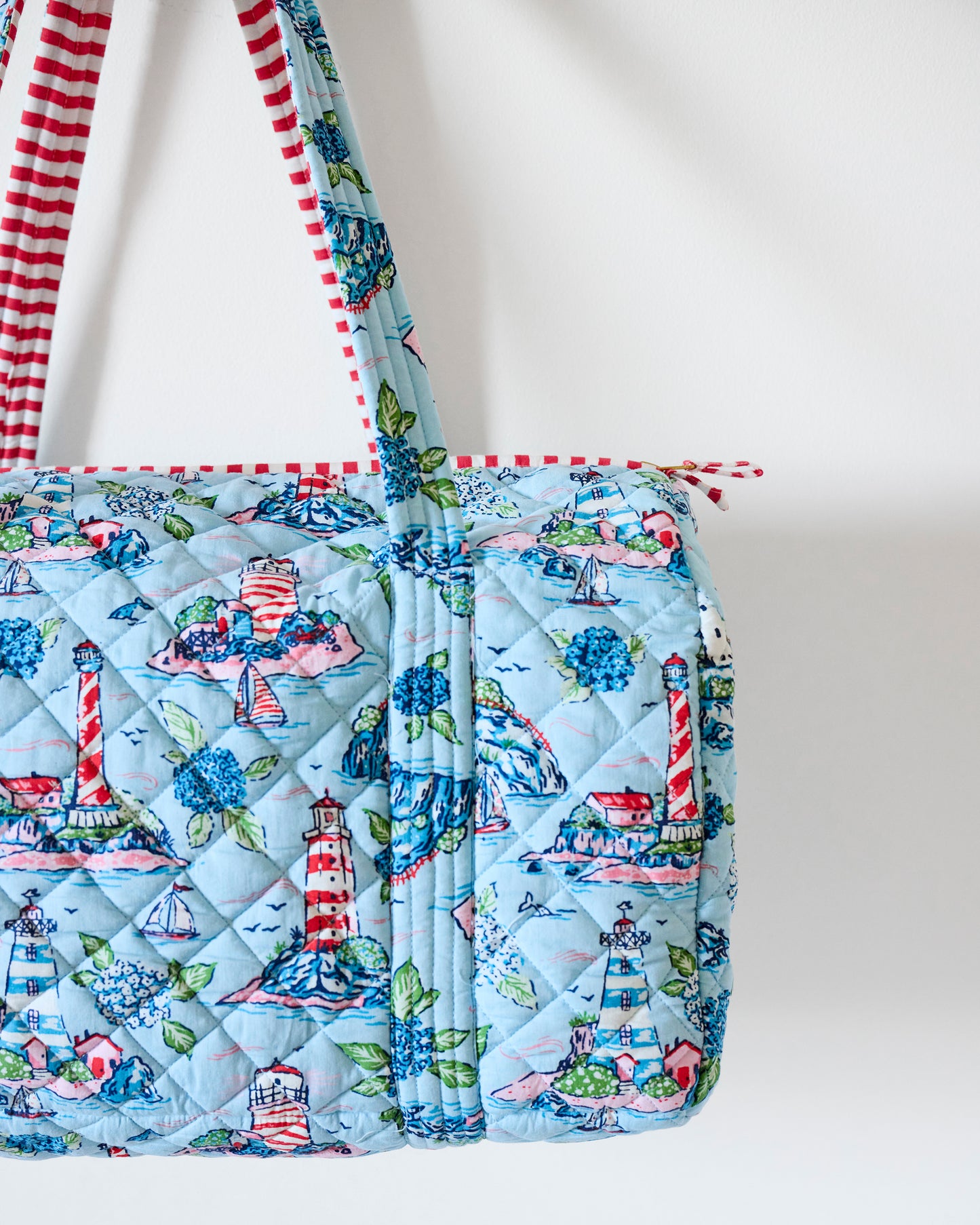 Lighthouse Keeper - Quilted Duffle Bag - Blue Hydrangea - Printfresh