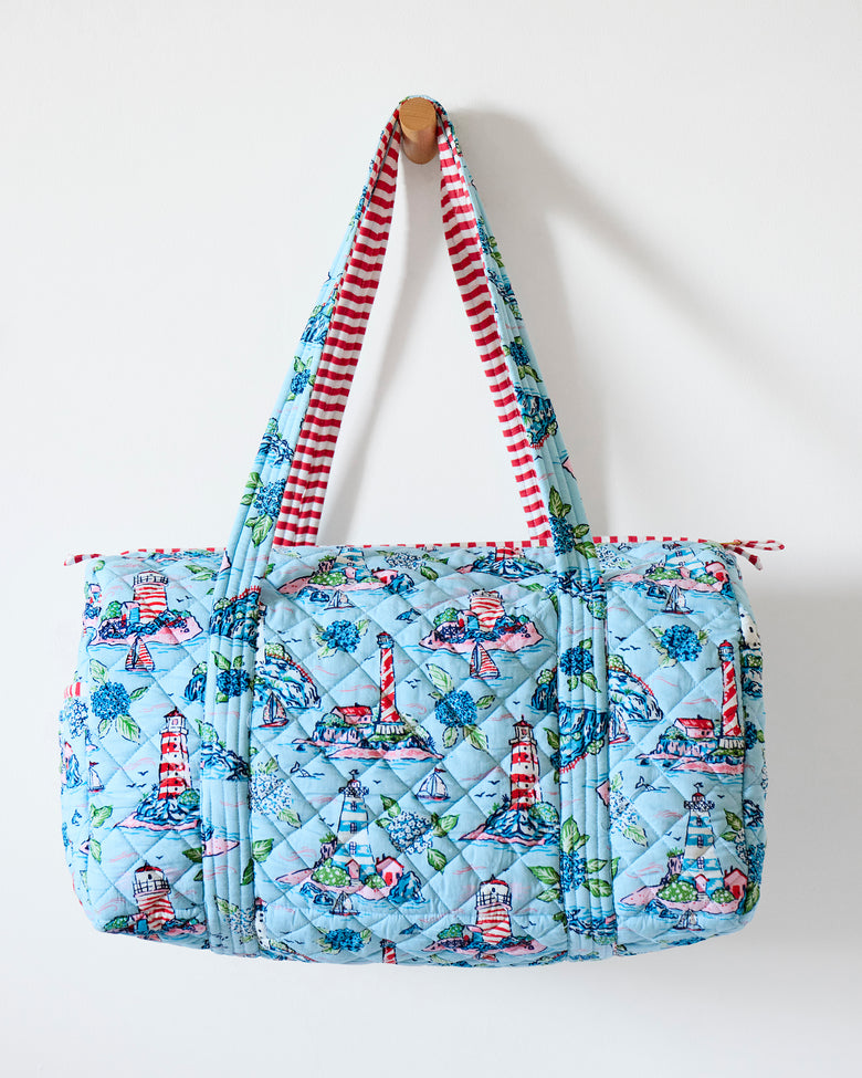 Lighthouse Keeper - Quilted Duffle Bag - Blue Hydrangea - Printfresh