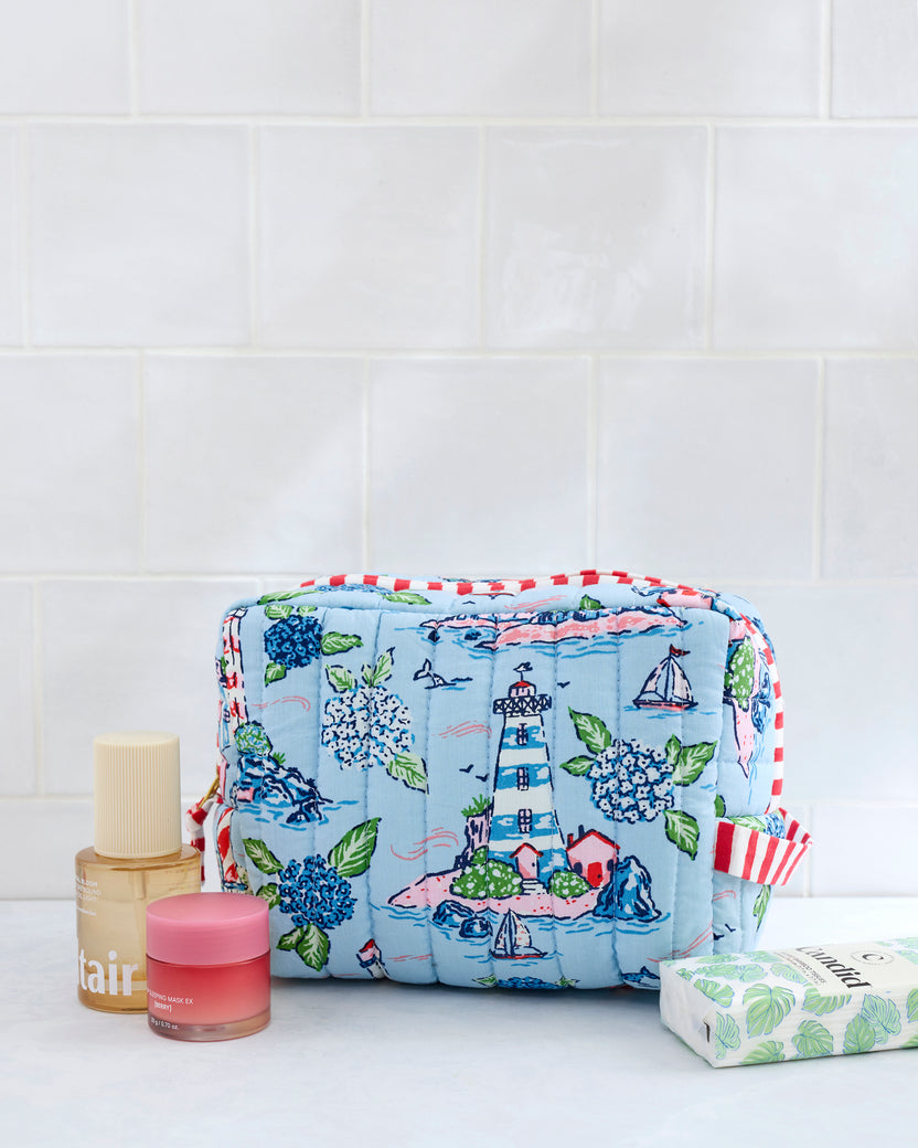 Lighthouse Keeper - Quilted Pouch - Blue Hydrangea - Printfresh