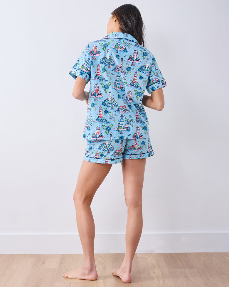 Lighthouse Keeper - Short PJ Set - Blue Hydrangea - Printfresh