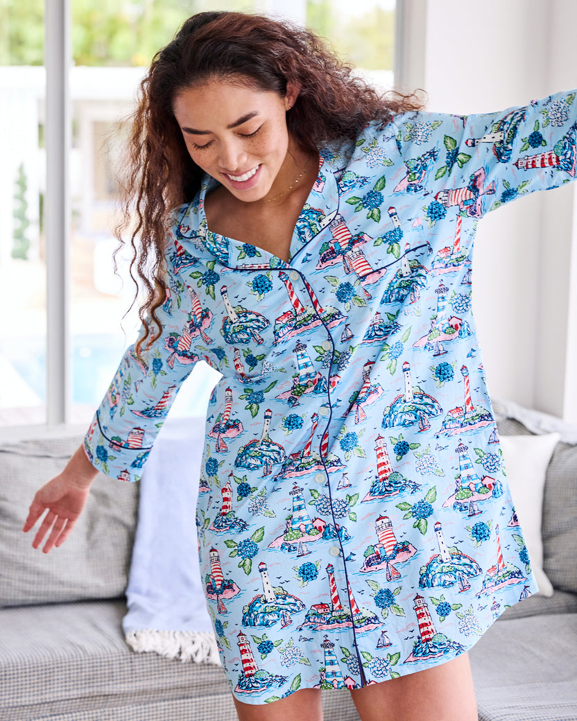 Lighthouse Keeper - Sleep Shirt - Blue Hydrangea - Printfresh