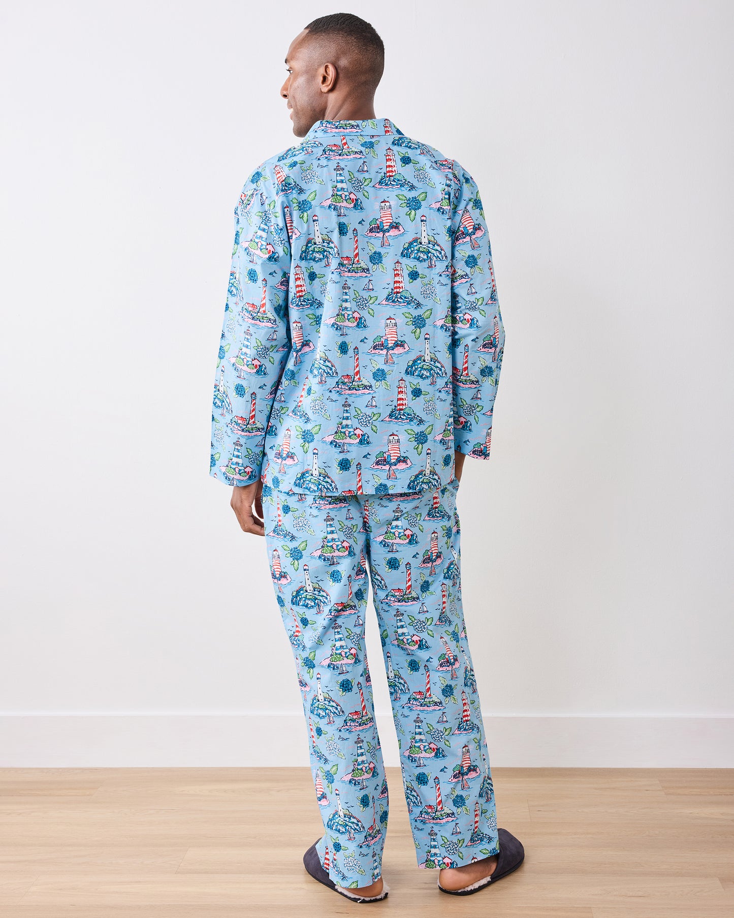 Lighthouse Keeper - Men’s Long PJ Set - Blue Hydrangea - Printfresh