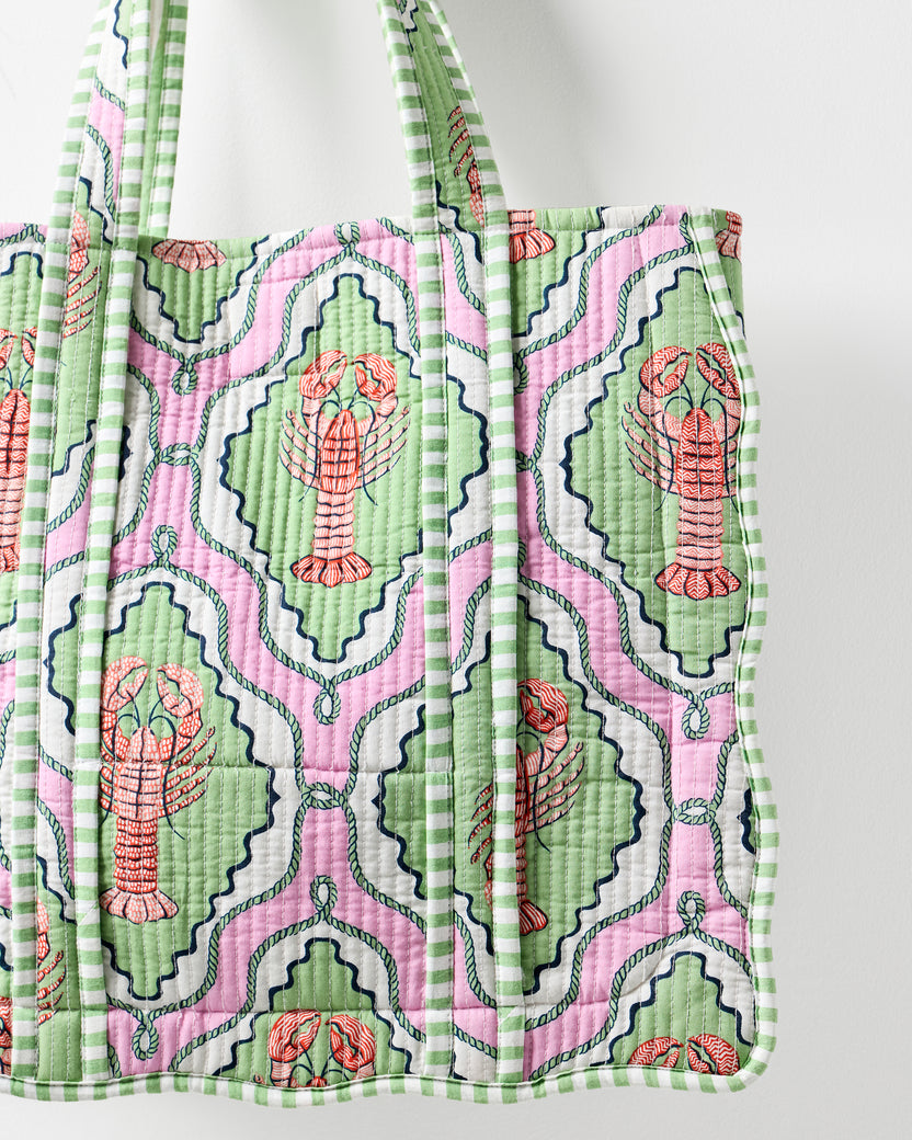 Lobster Lagoon - Scalloped Tote Bag - Pink Mojito - Printfresh