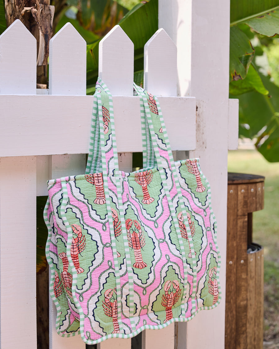 Lobster Lagoon - Scalloped Tote Bag - Pink Mojito - Printfresh