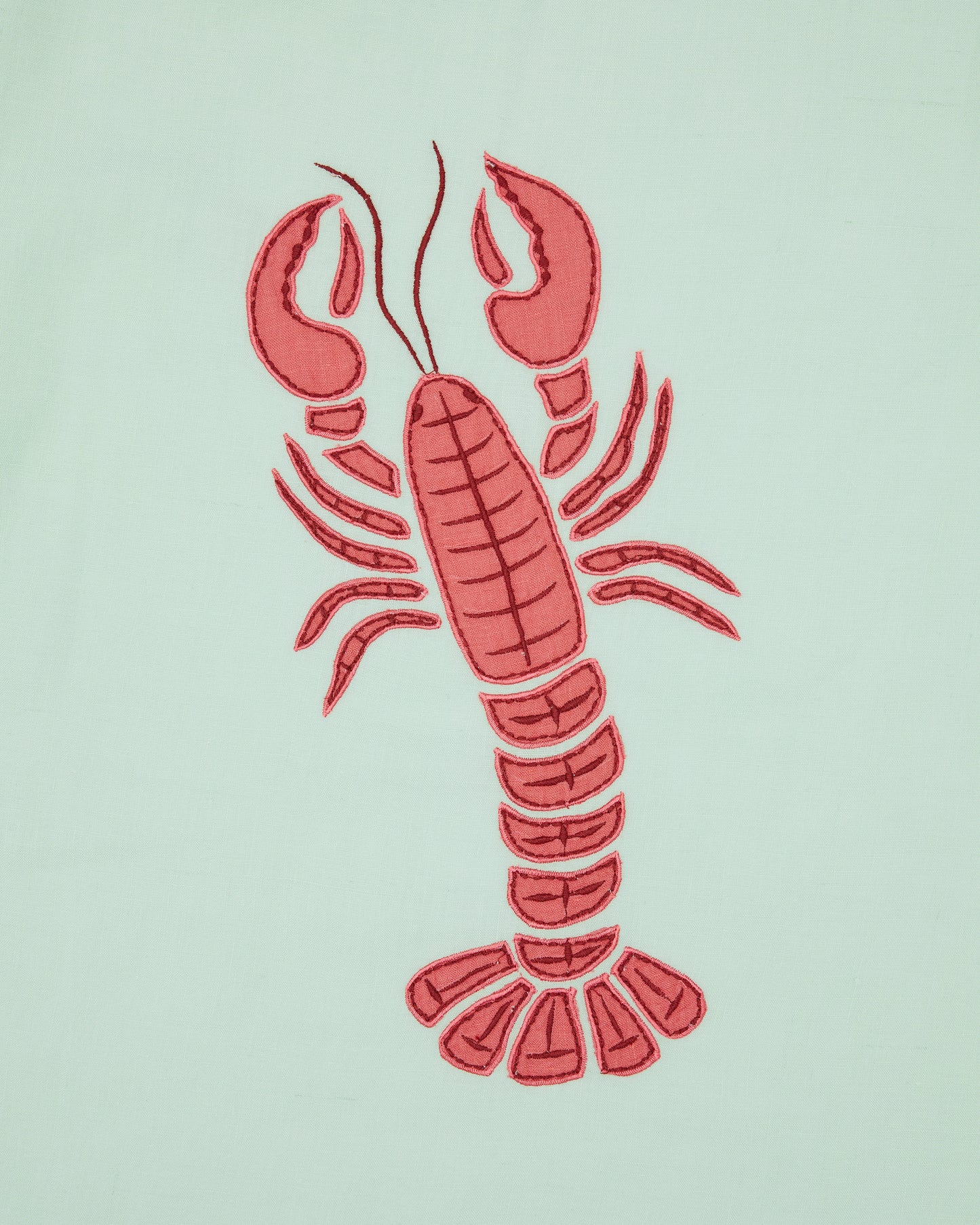 Lobster Landing Applique - Linen Cabana Button Down - Seafoam - Printfresh