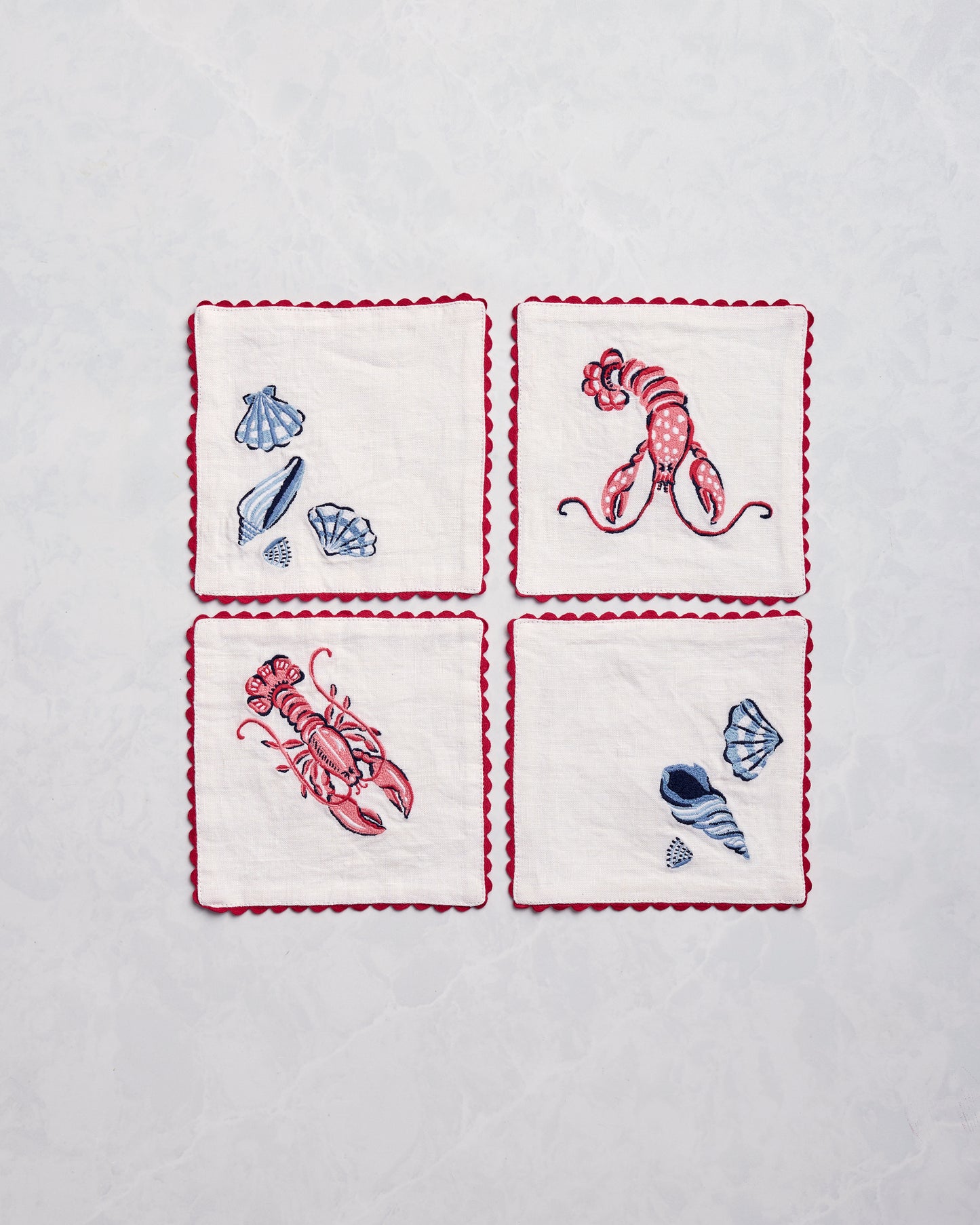Lobster Landing - Cocktail Napkins Set of 4 - Cloud - Printfresh