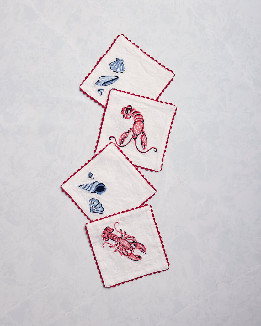 Lobster Landing - Cocktail Napkins Set of 4 - Cloud - Printfresh