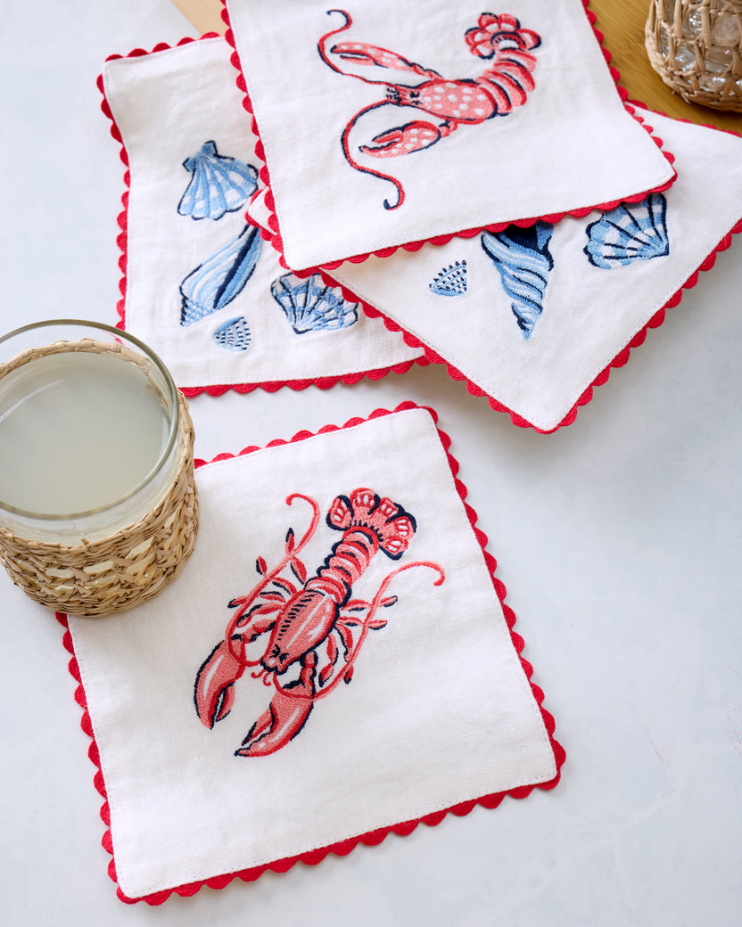 Lobster Landing - Cocktail Napkins Set of 4 - Cloud - Printfresh