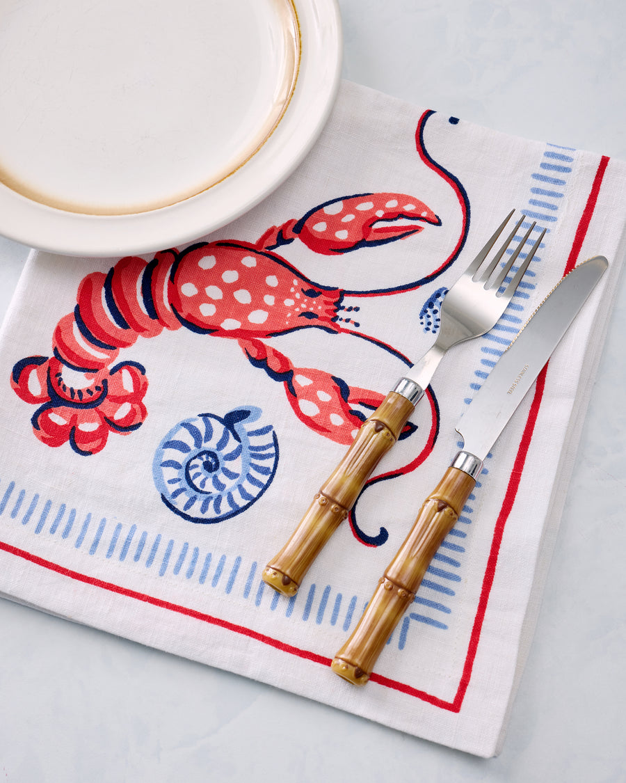 Lobster Landing - Oversized Linen Napkins Set of 4 - Cloud - Printfresh