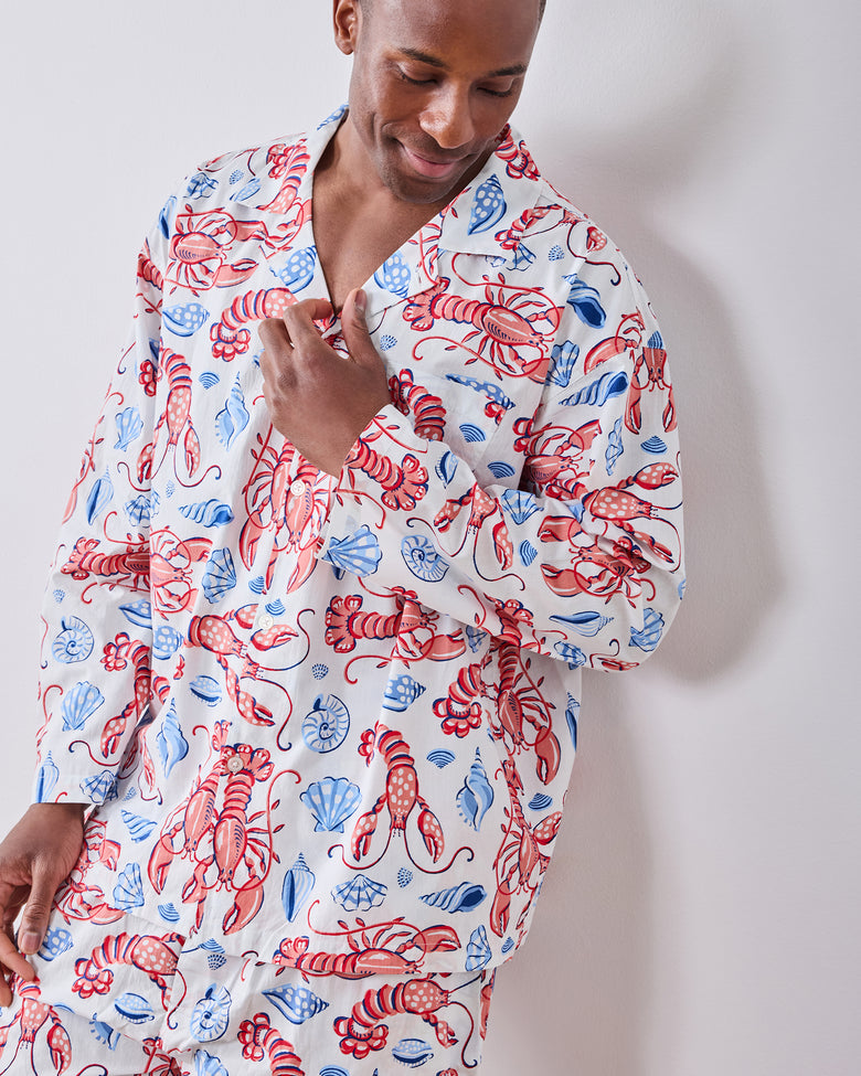 Lobster Landing - Men’s Long PJ Set - Cloud - Printfresh