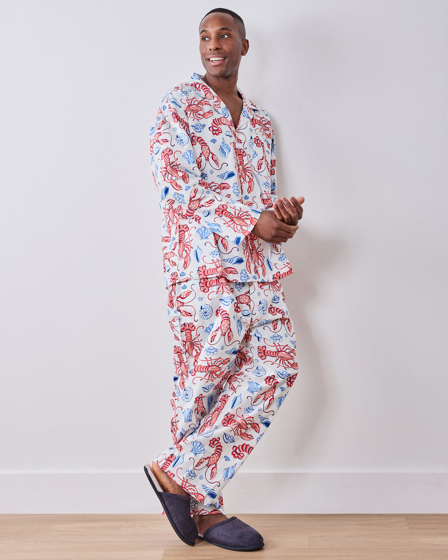 Lobster Landing - Men’s Long PJ Set - Cloud - Printfresh