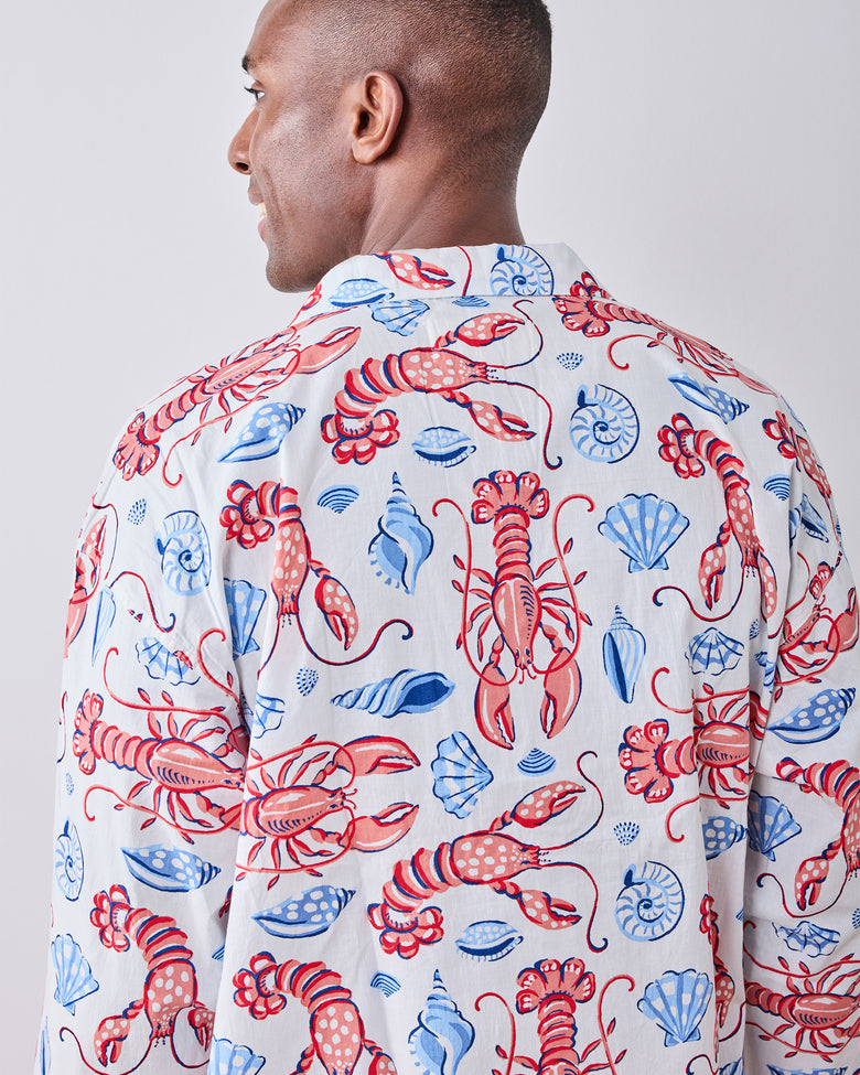 Lobster Landing - Men’s Long PJ Set - Cloud - Printfresh