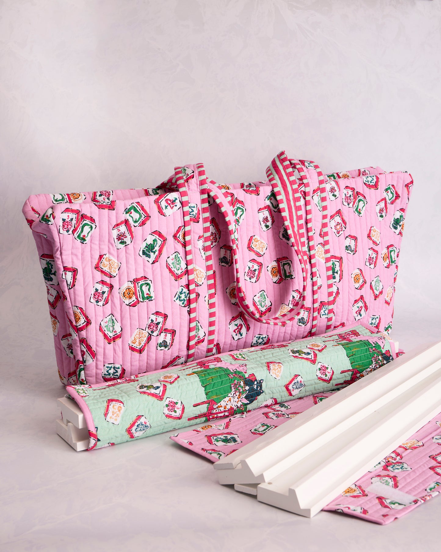 Lucky Tiles - Mah Jongg Bag - Peony Pink