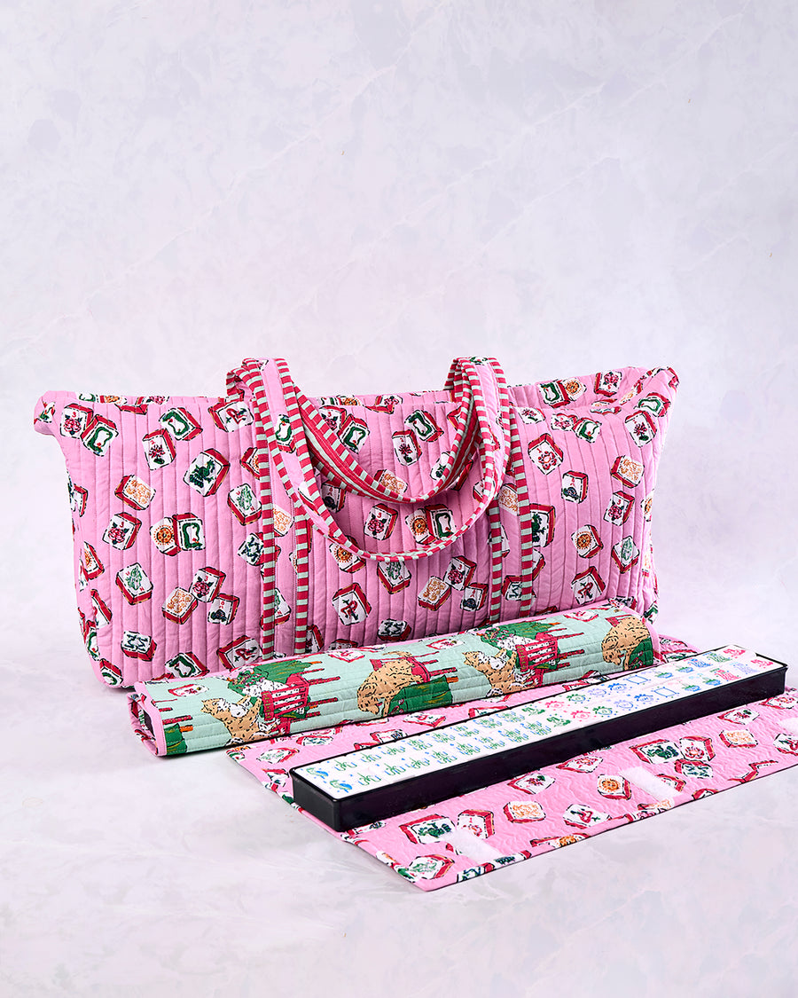 Lucky Tiles - Mah Jongg Bag - Peony Pink