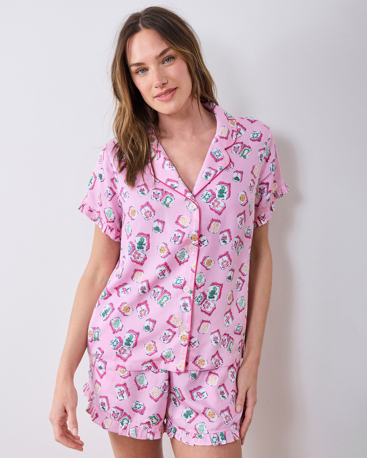 Lucky Tiles - Eco Satin Ruffle Set - Peony Pink