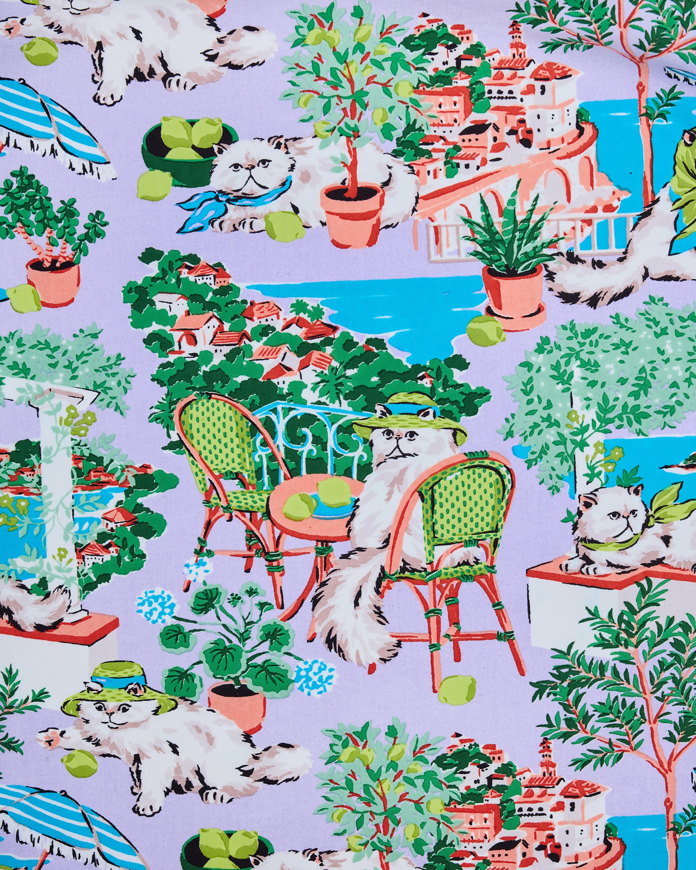 Mediterranean Meow - Pintuck Short Set - Lilac & Lime – Printfresh