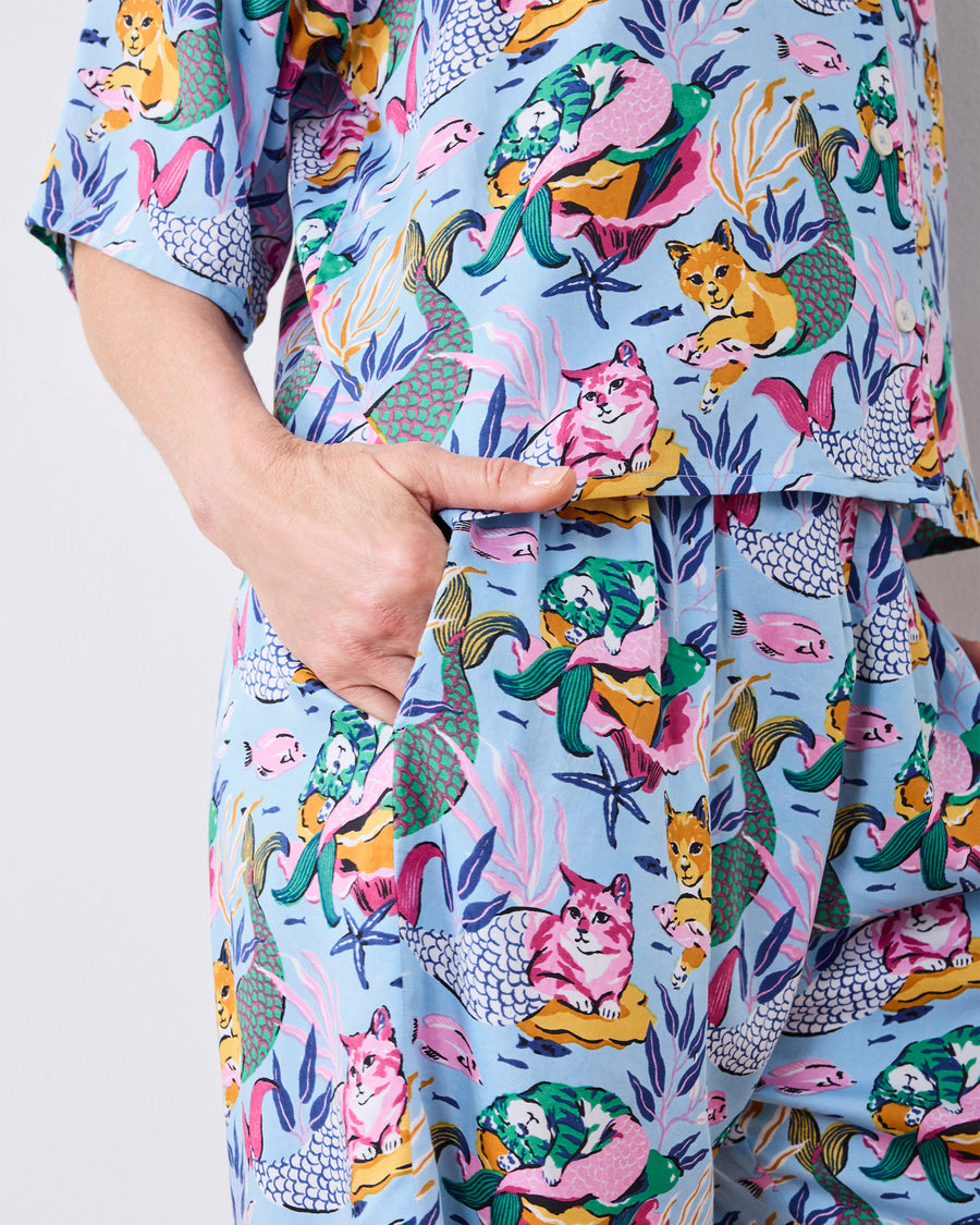 Meowing Mermaids - Eco Satin Wildest Dreams Set - Pale Blue - Printfresh