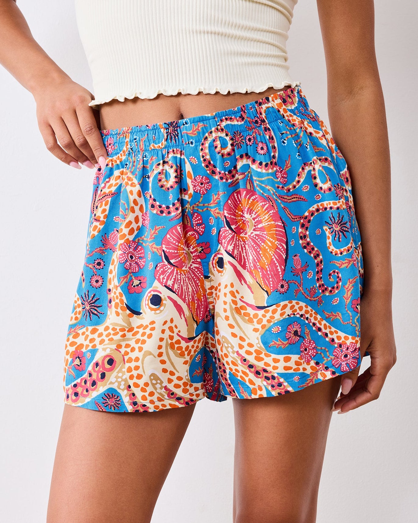 Octopus Isle - Eco Satin Boyfriend Boxer - Ocean Eyes - Printfresh