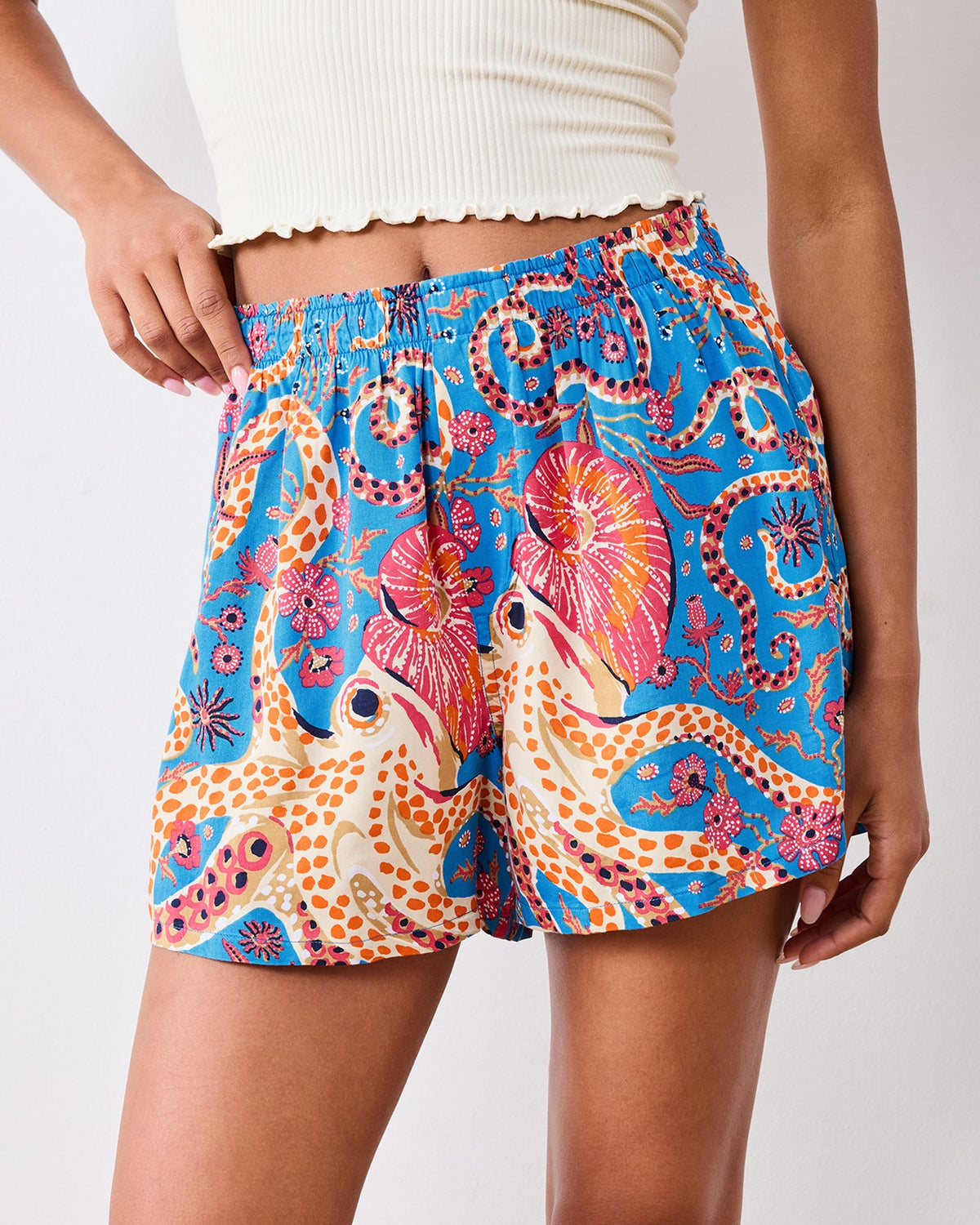 Octopus Isle - Eco Satin Boyfriend Boxer - Ocean Eyes - Printfresh